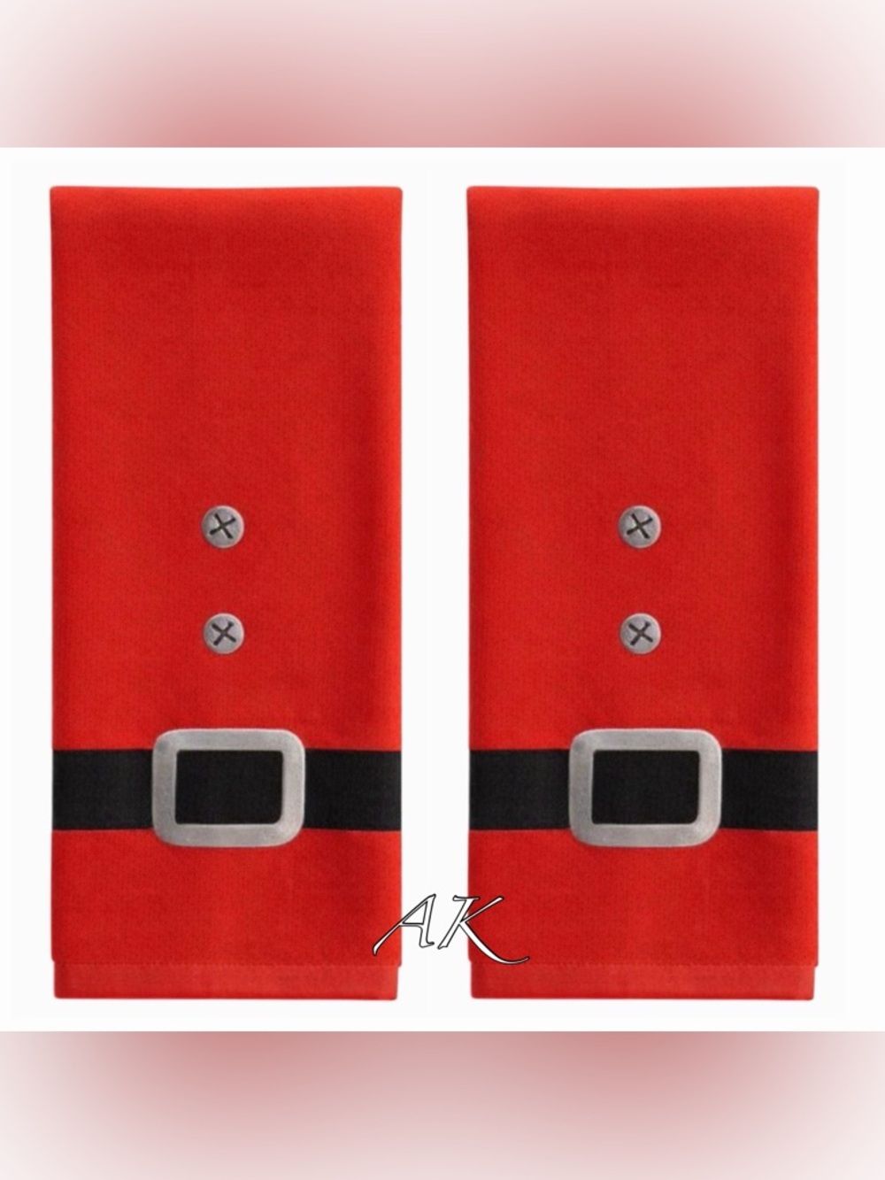 St. Nicholas Square Red & Black Santa Belt Hand Towel Set (Set of 2) 🎅
